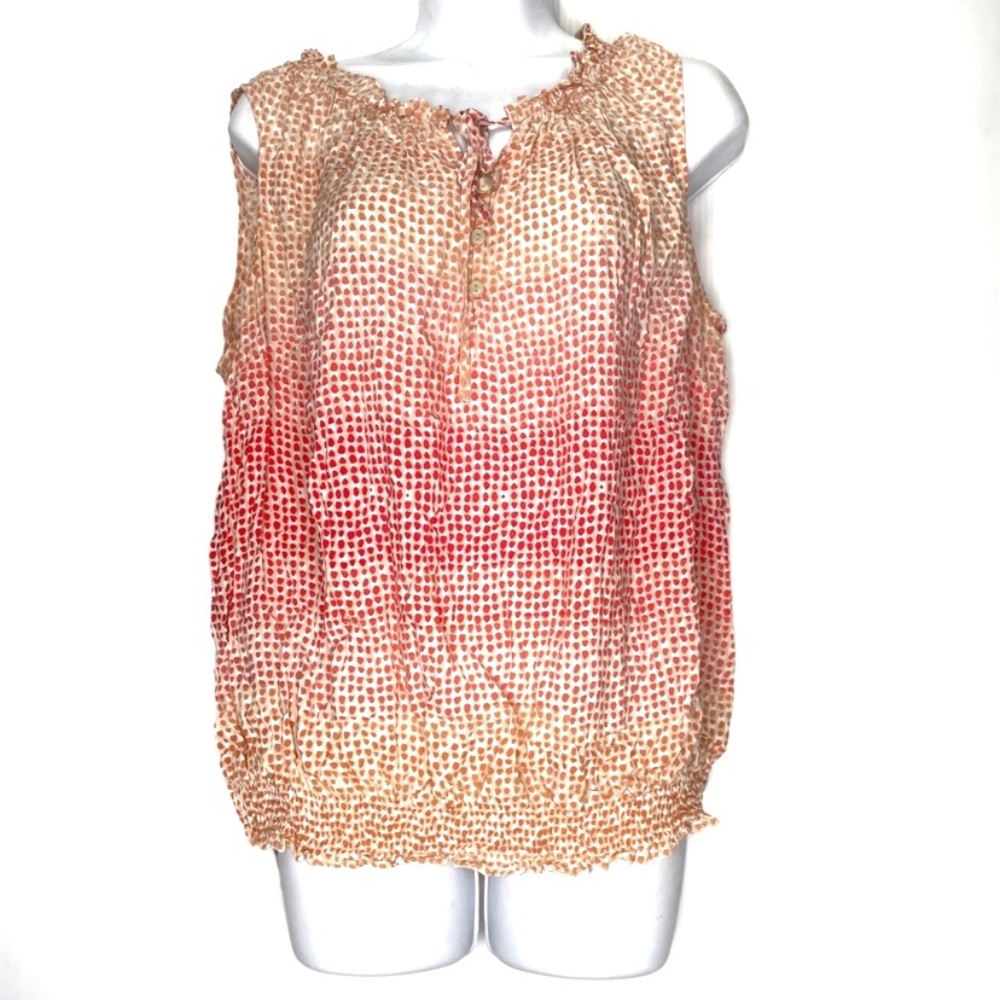ANA Heart Print Light Sleeveless Top Plus Size 1X